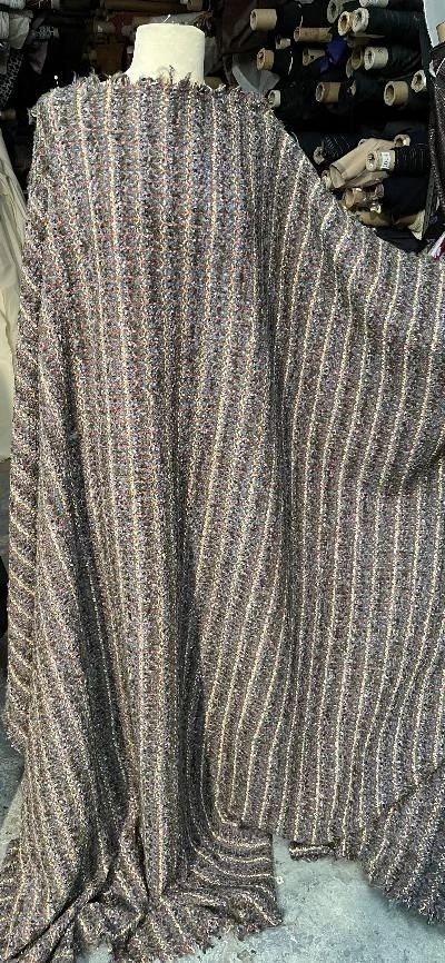 Designer Knitted Wool Blend Boucle - Orange / Yellow / Red