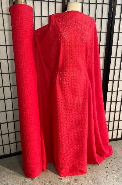 Eyelet Embroidered Cotton Voile - Scarlet Red
