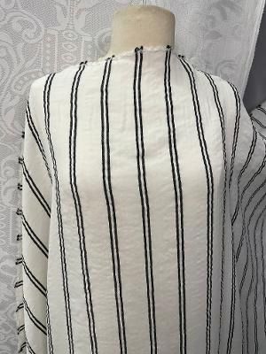 Rayon & Silk Stripe Print - White / Black