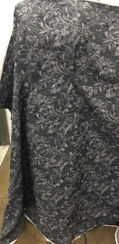 Floral Textured Brocade- Black / Off White