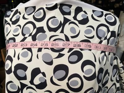 Spandex Print - Ivory / Black/Blue