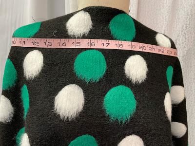 Felted Stretch Poly Polka dots : Black / White / Green