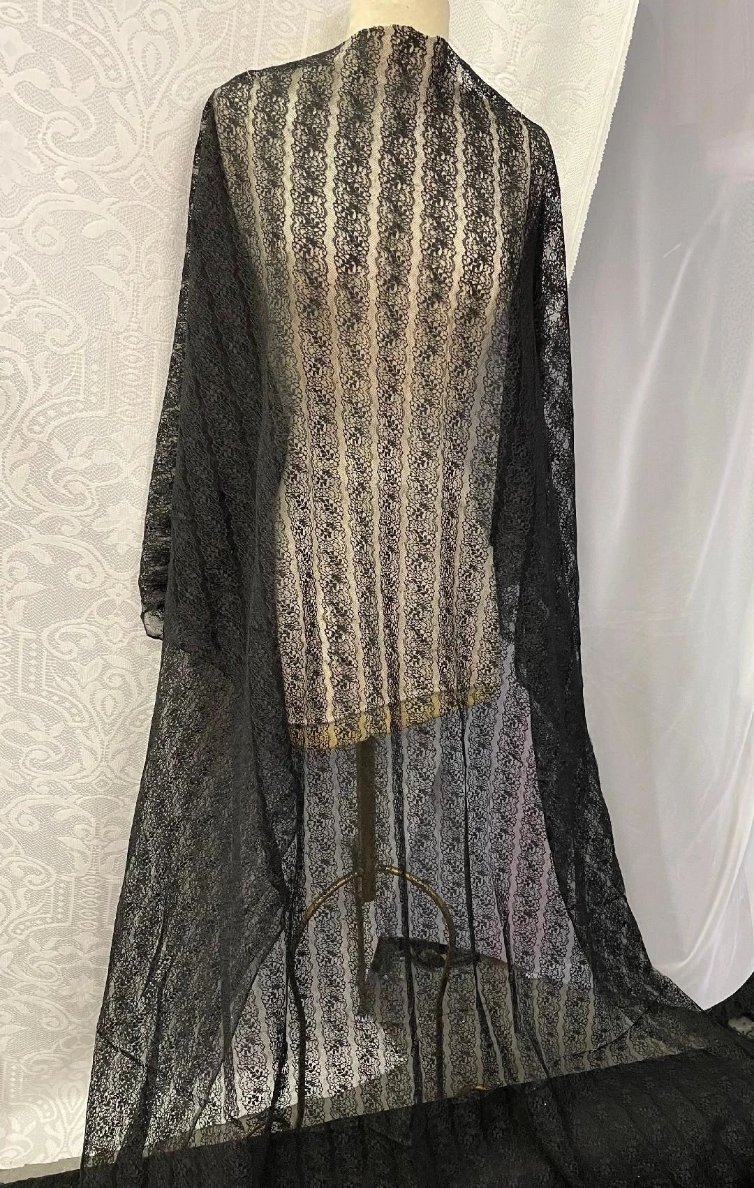 Poly Lace Stripe : Jet Black