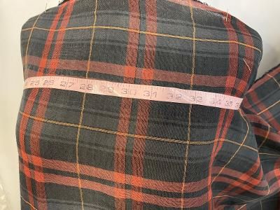 Plaid Print Double Layer Cotton Voile - Navy / Brick / Yellow