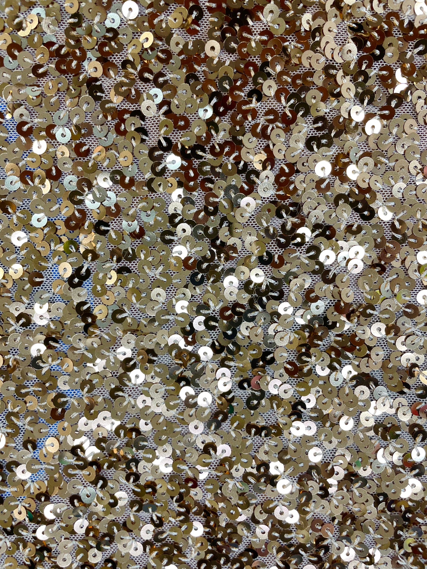 Italian Sequin Stretch Mesh - Gold