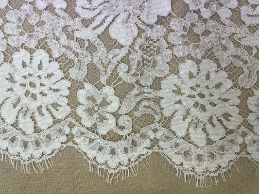 Elegant French Floral Lace - White