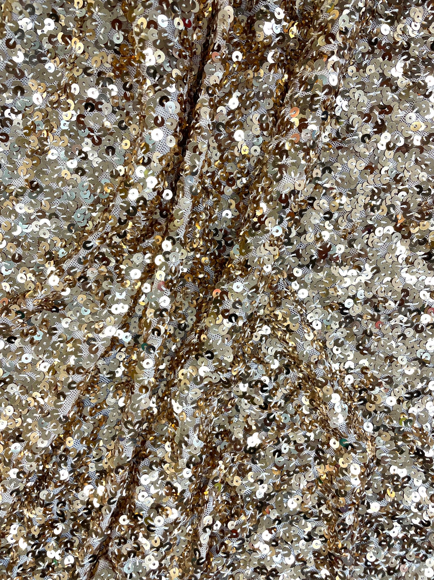 Italian Sequin Stretch Mesh - Gold