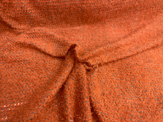 Wool Blend Textured Sweater Knit - Orange