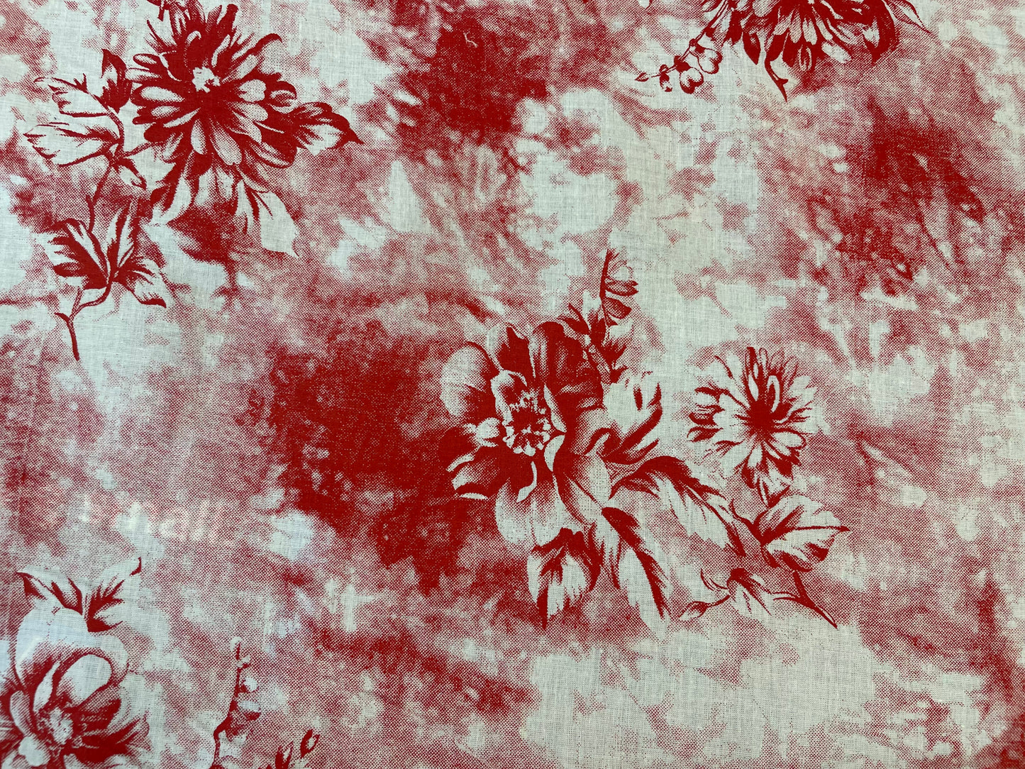 Floral Laser Print Stretch Cotton - Red / Ivory