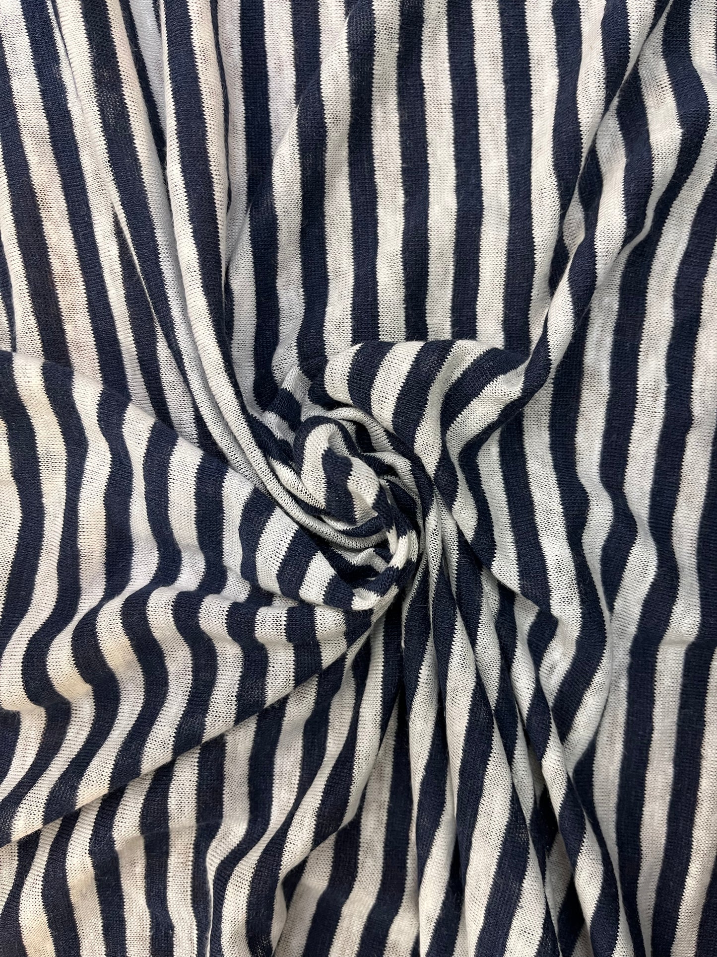 Stripe Rayon Jersey - Navy & White