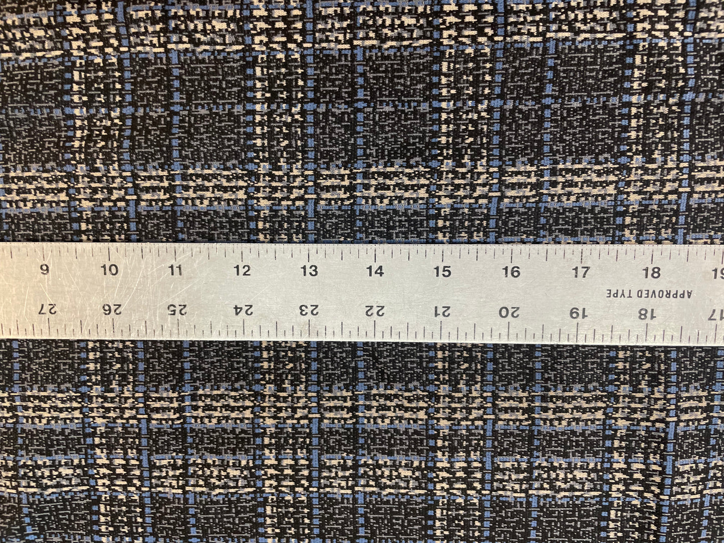 Plaid Printed Poly Double-Knit - Blue, Black, White