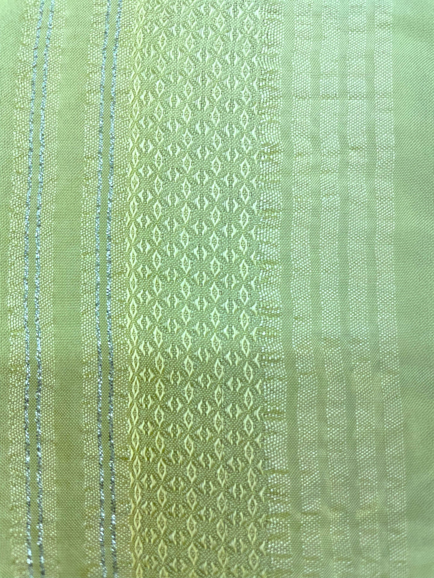 European Stripe Patterned Rayon/Lurex - Lime Green