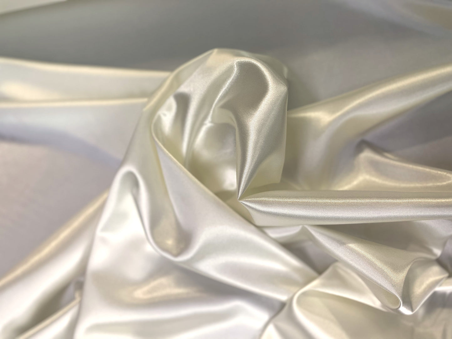Off White Heavy Poly Stretch Satin