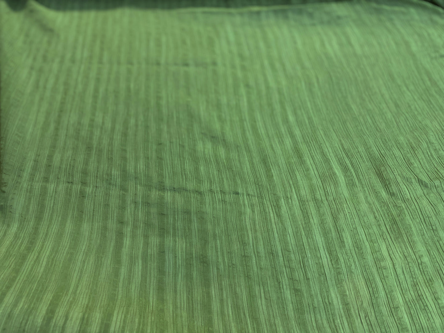 Pleated Stripe Silk Chiffon - Olive Green