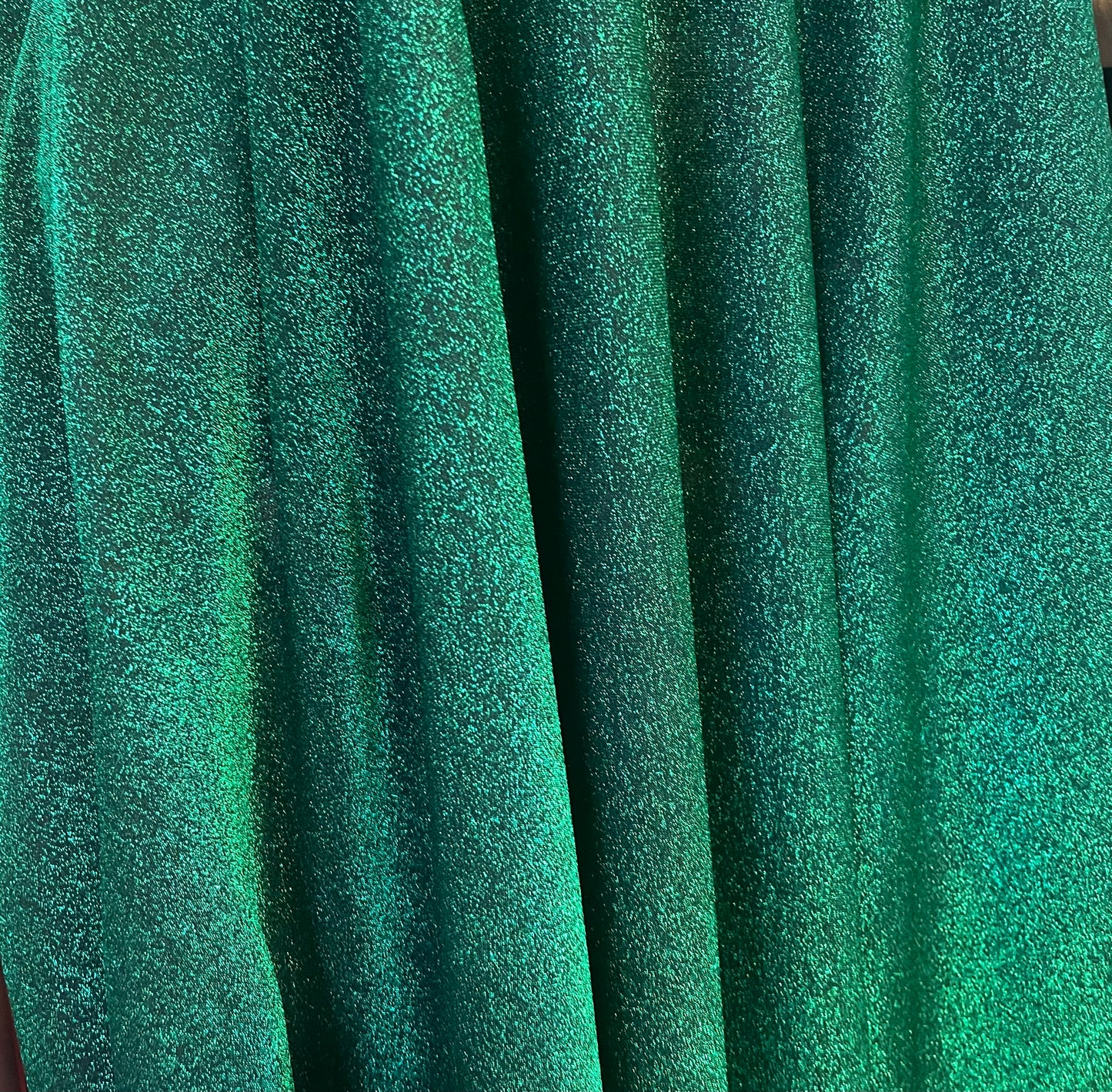 Italian Metallic Glitter Jersey - Emerald Green