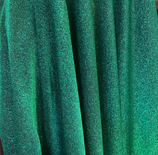 Italian Metallic Glitter Jersey - Emerald Green