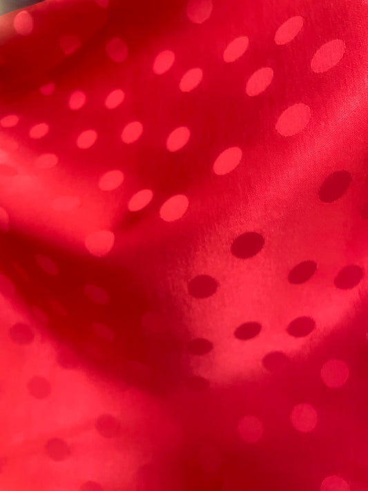 Polka Dot Rayon Satin - Red