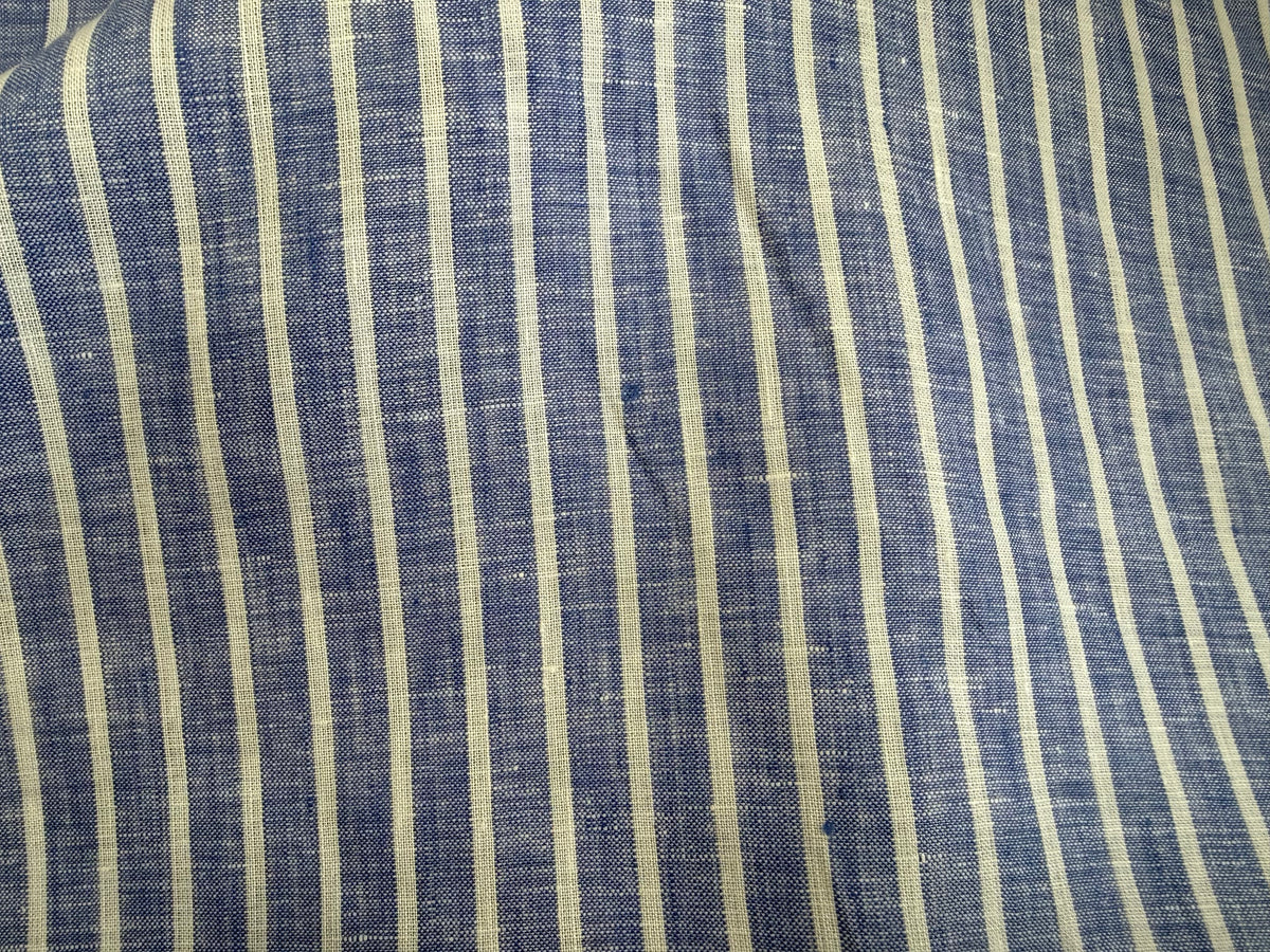 Linen Stripe - Ivory & Blue