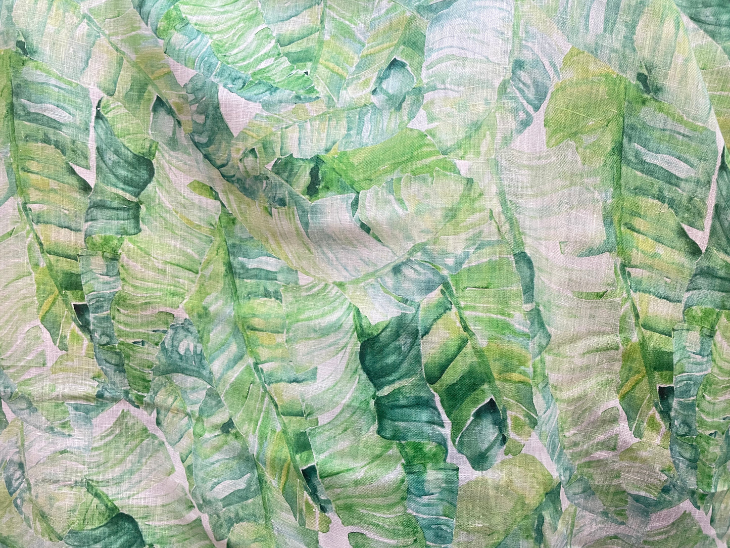 Watercolor Printed Linen - Palm Leaves