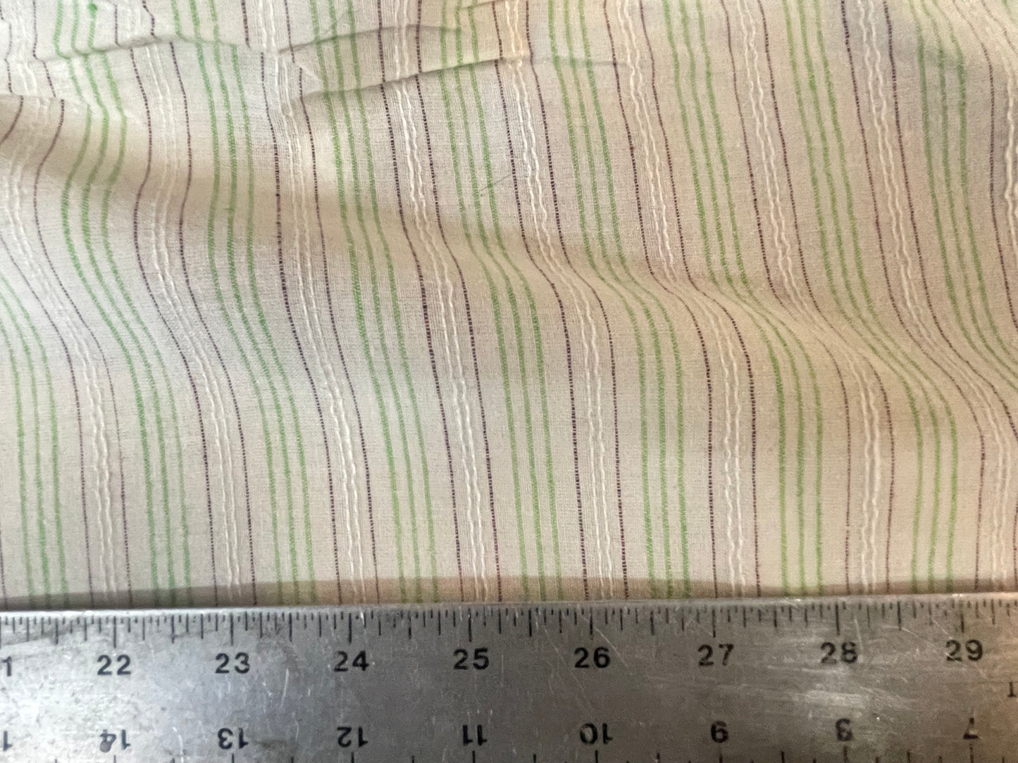 Textured Printed Cotton - Off-White, Green & Purple
