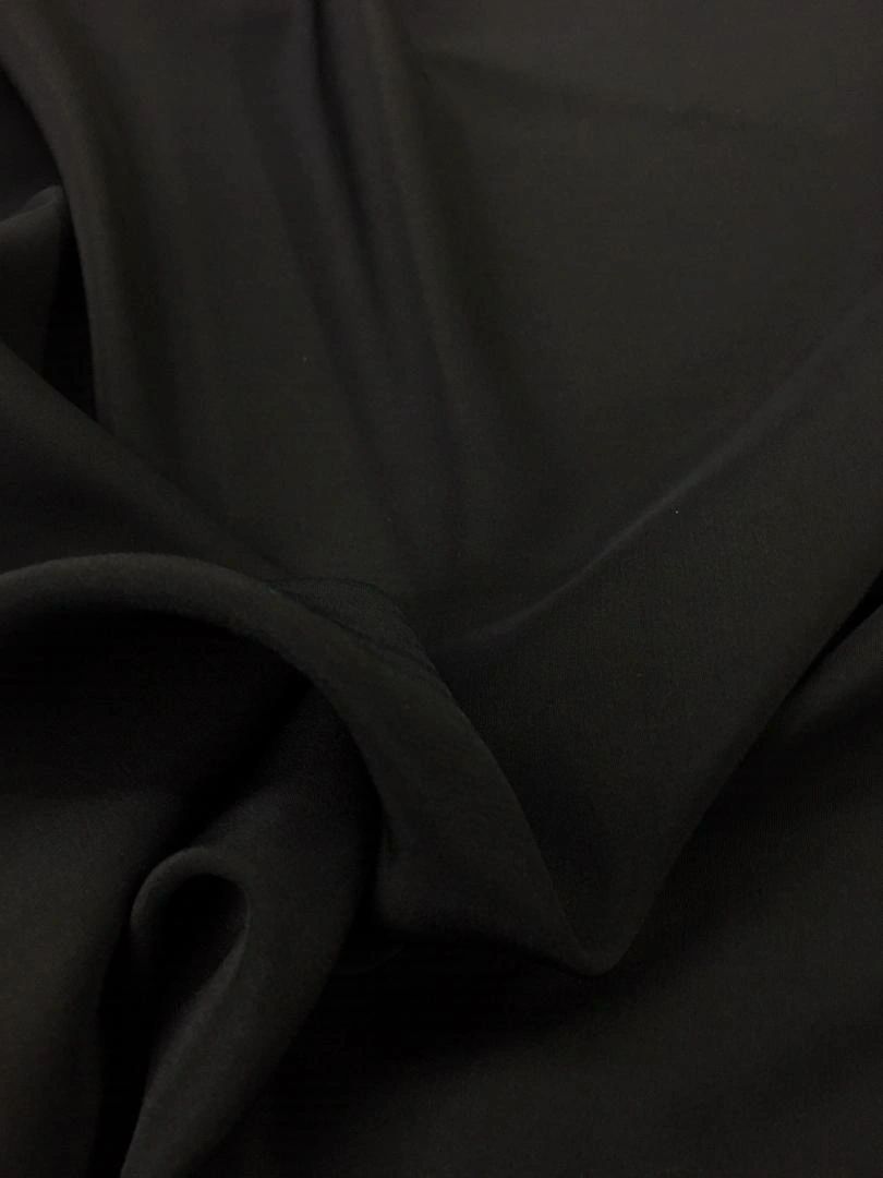 Stretch Silk Crepe De Chine- Jet Black