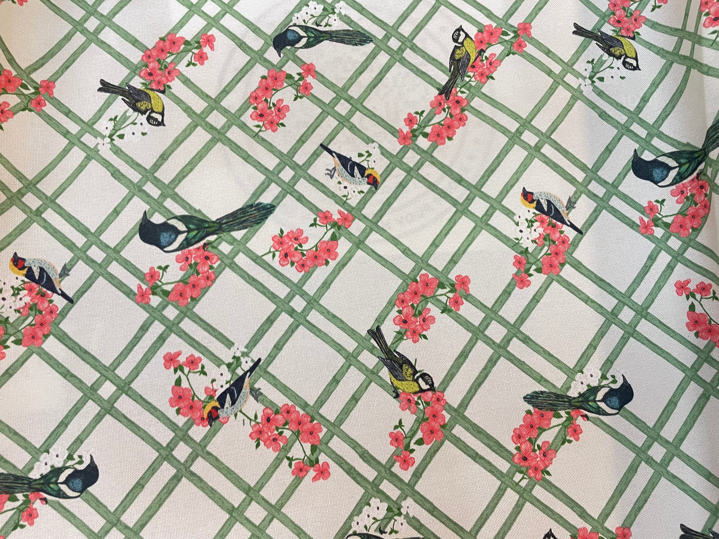 Cotton Canvas - Floral Bird Plaid