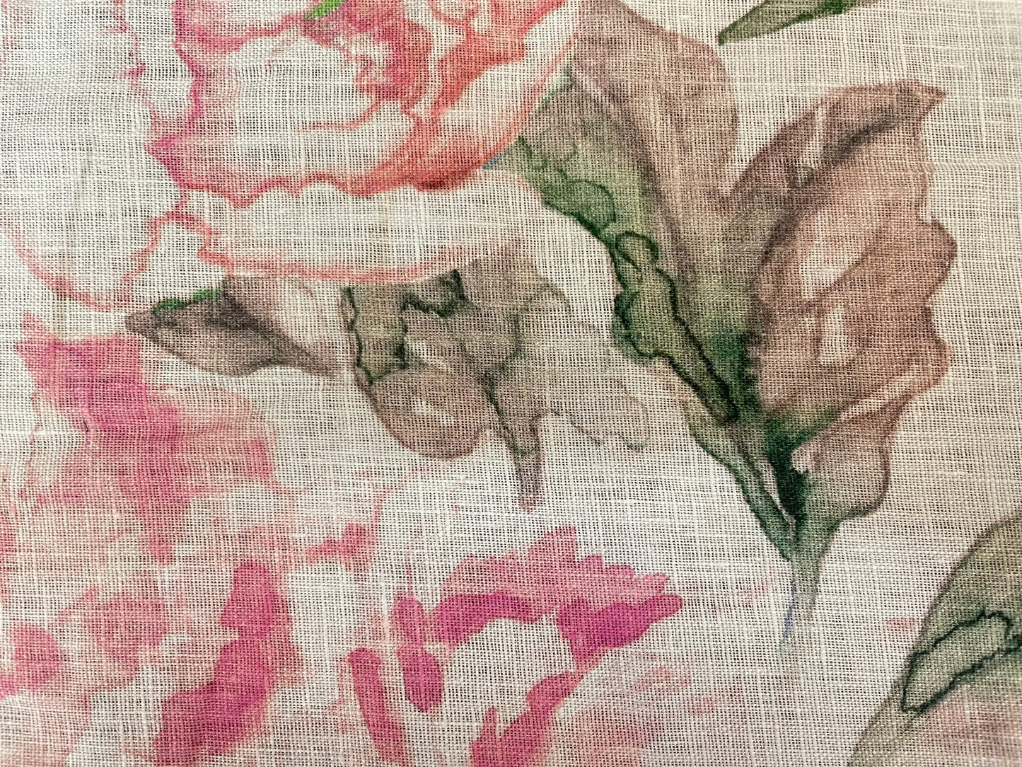 Watercolor Printed Linen - Fresh Peony