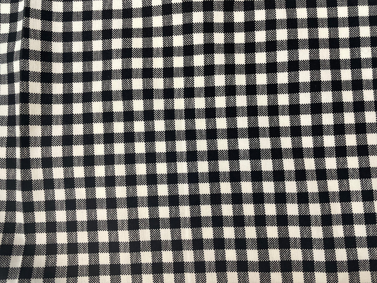 Stretch Twill Rayon Spandex - Gingham Plaid - Black & White