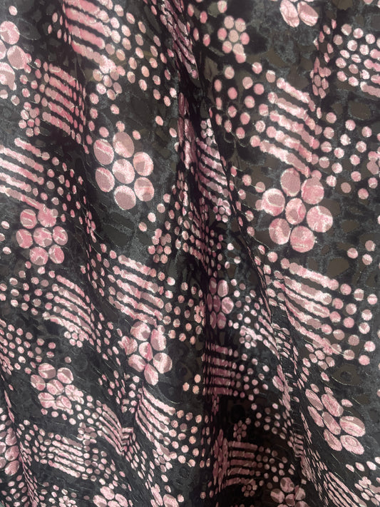 Silk/Rayon Velvet Burnout - Disco Floral - Black & Pink