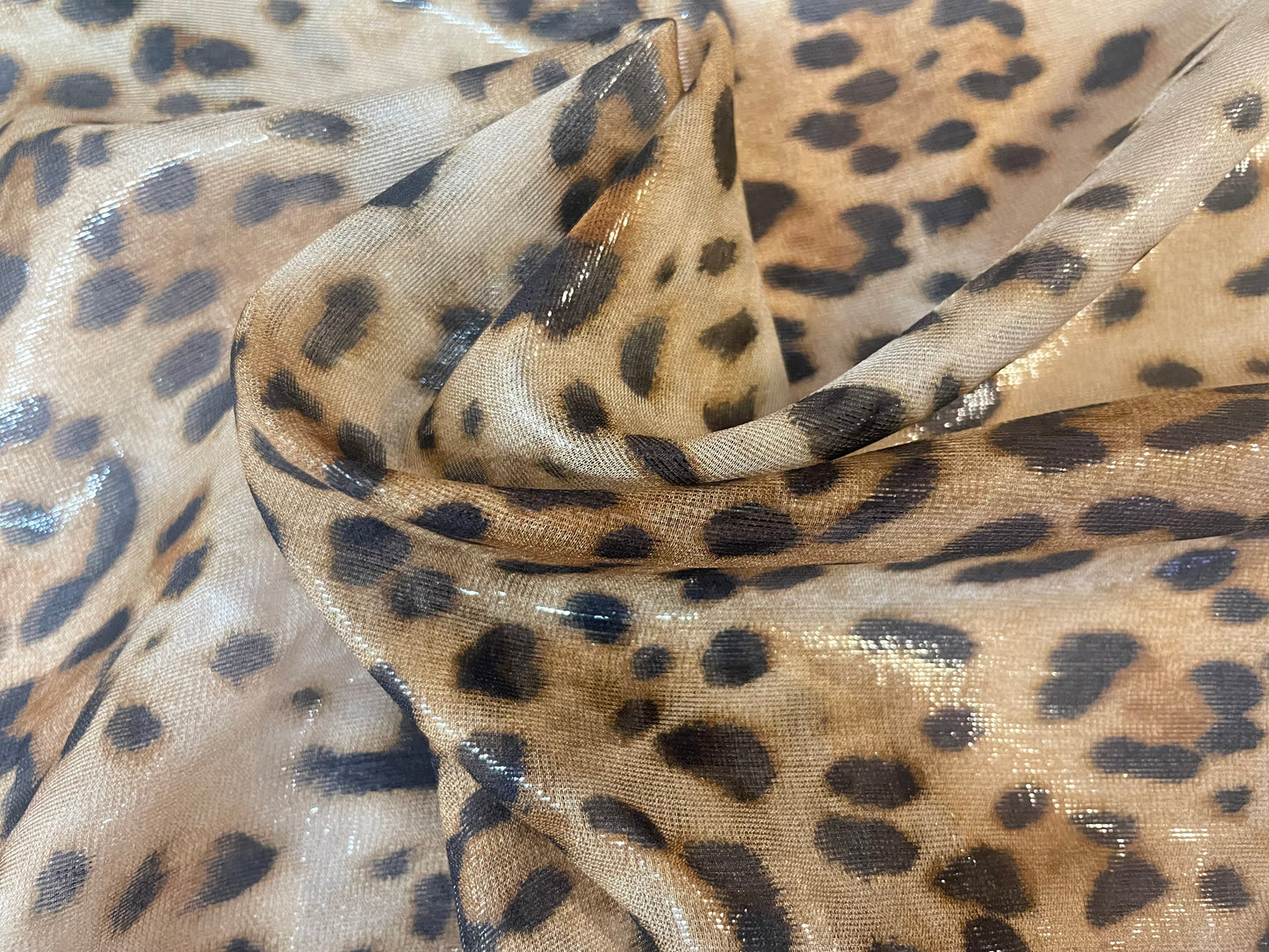 Printed Liquid Silk Chiffon - Lurex Cheetah