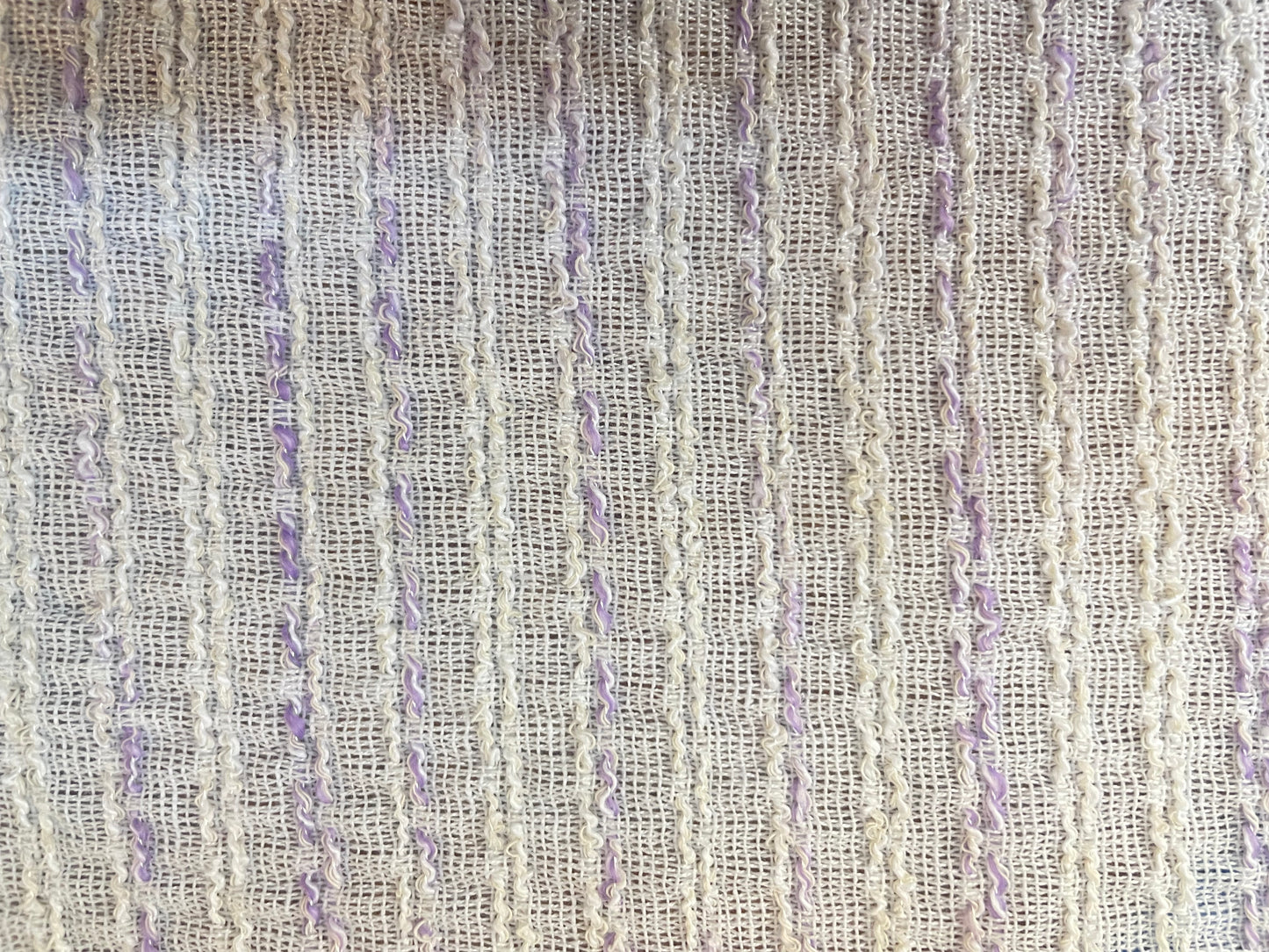 French Poly / Rayon Woven Boucle - White & Lilac