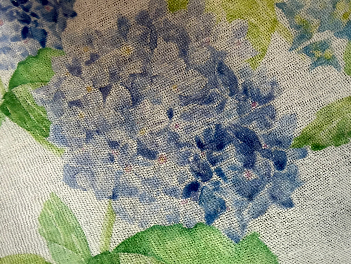 Linen Print - Blue Watercolor Peony