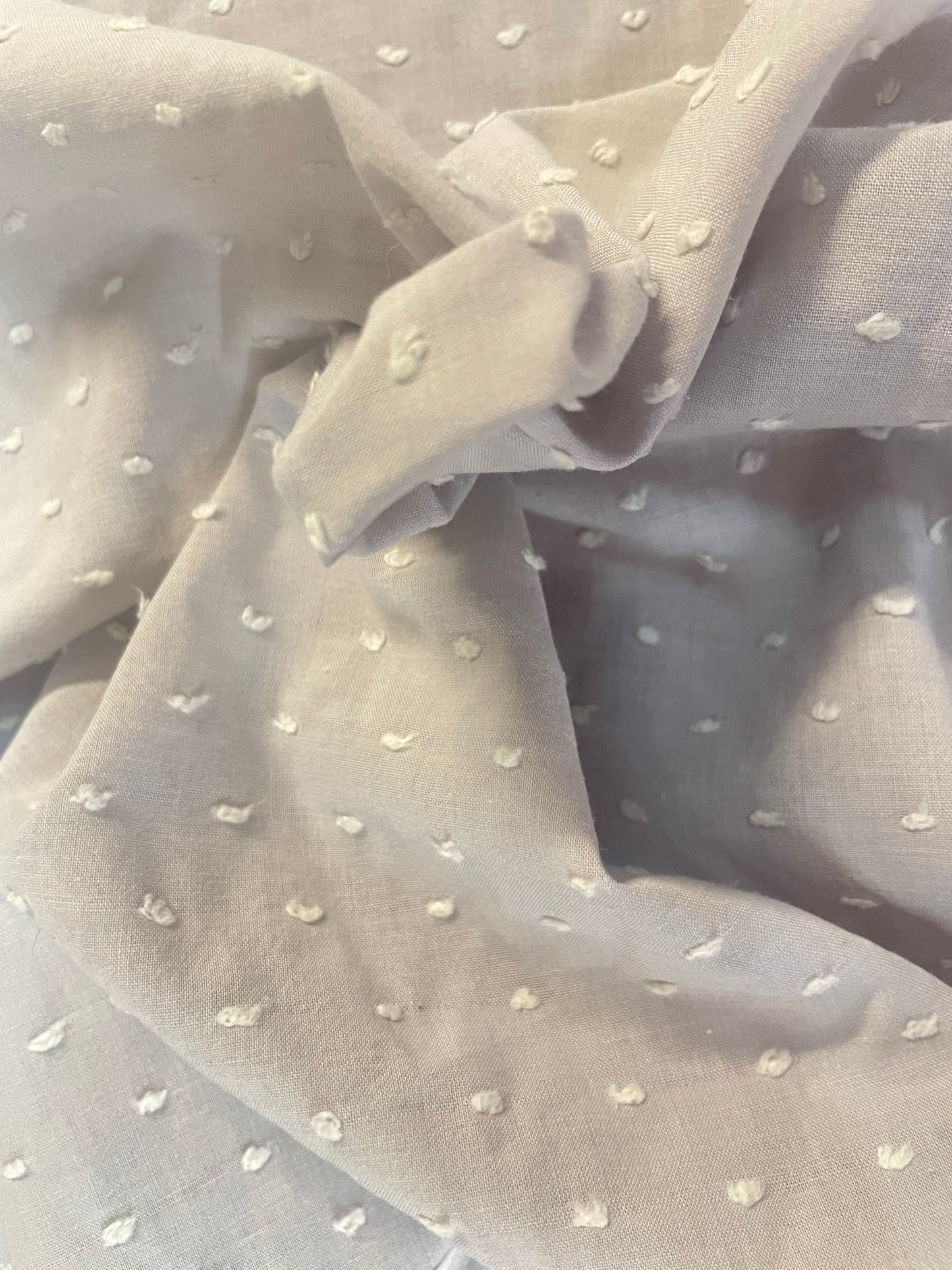 Swiss Dot Embroidered Poly Cotton - Grey & White