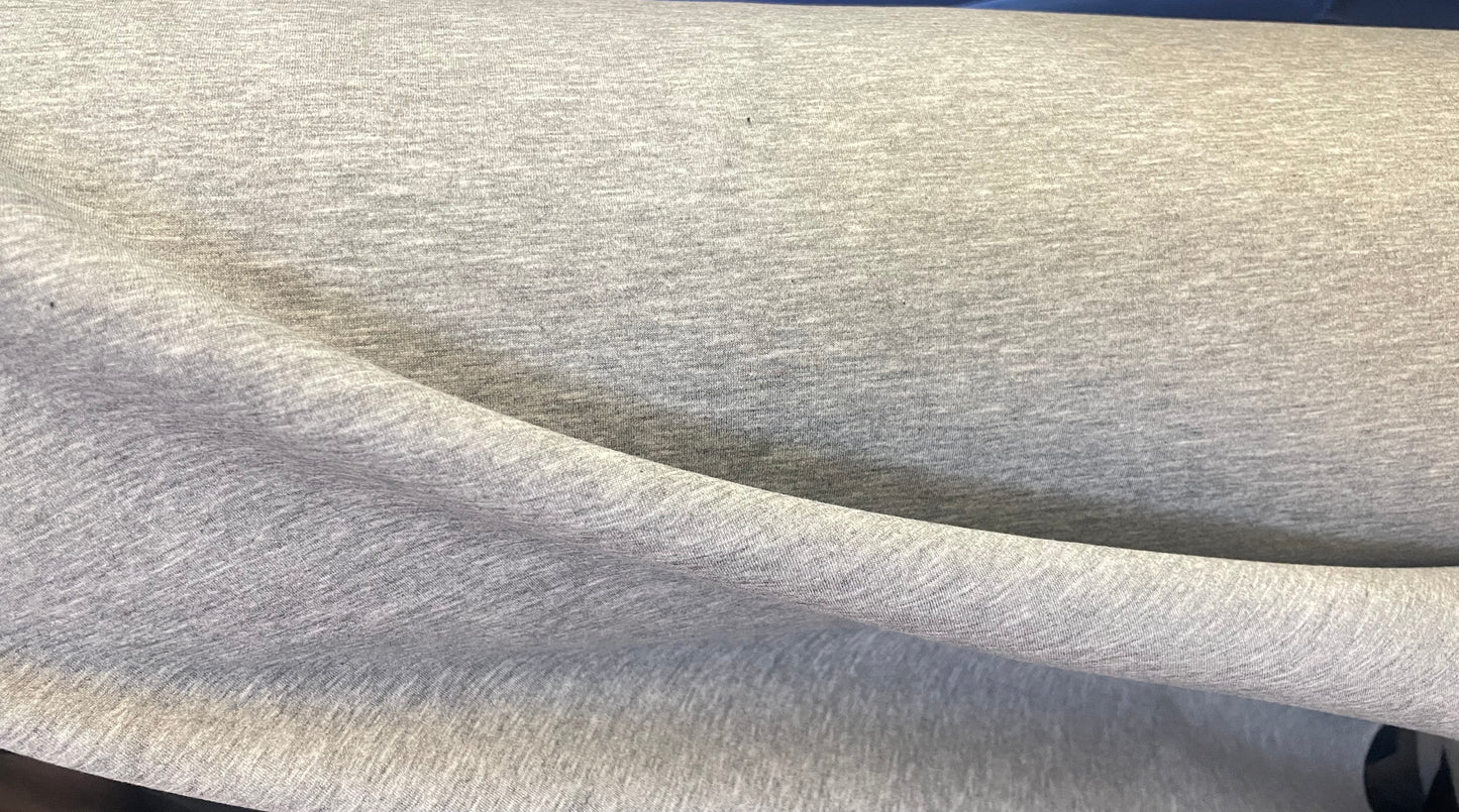Poly Scuba Jersey - Heather Grey & White