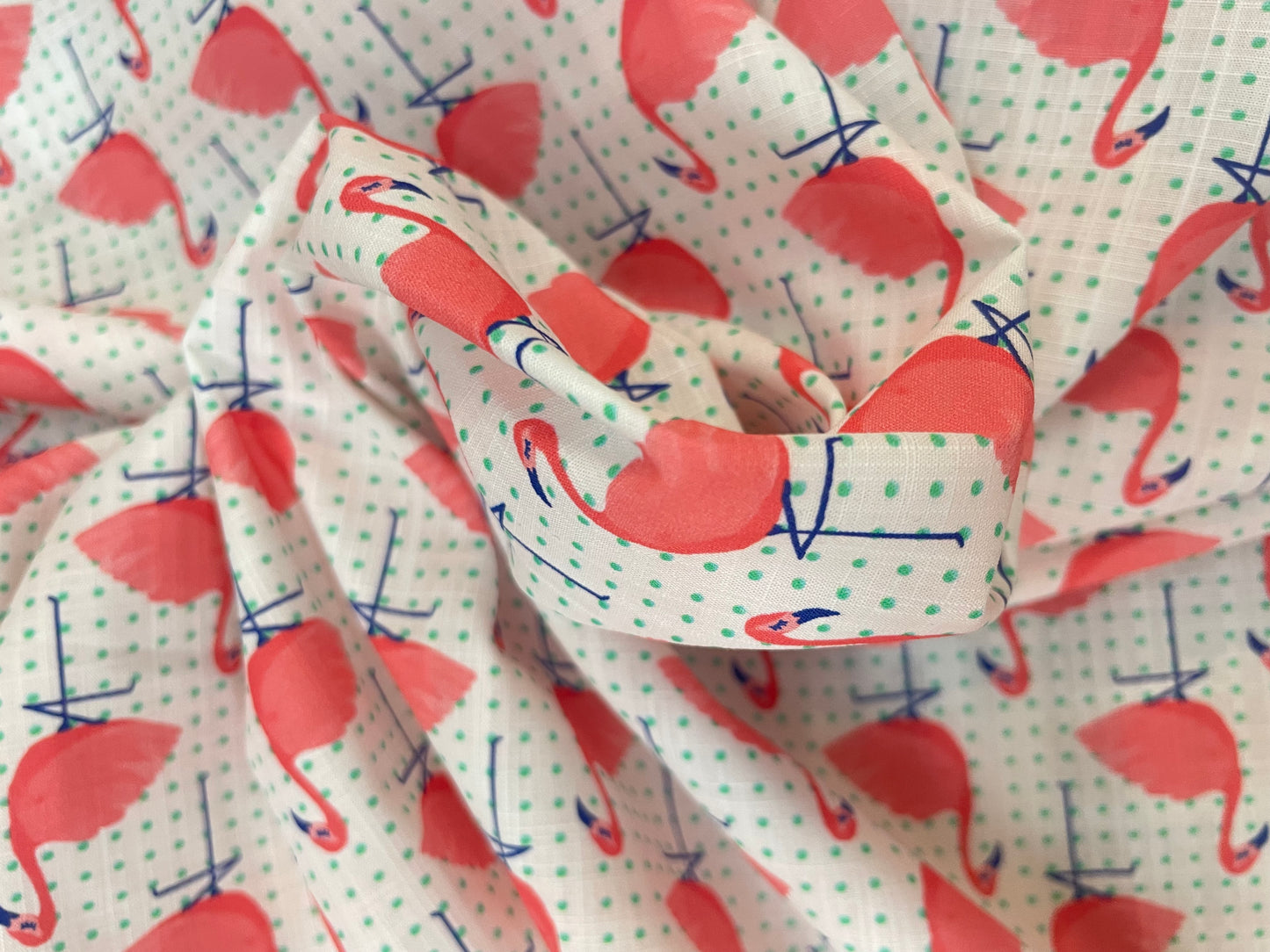 Italian Cotton Print - Polka Dot Flamingo