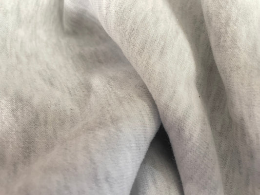 Extra Wide Cotton French Terry - Heather Grey & White