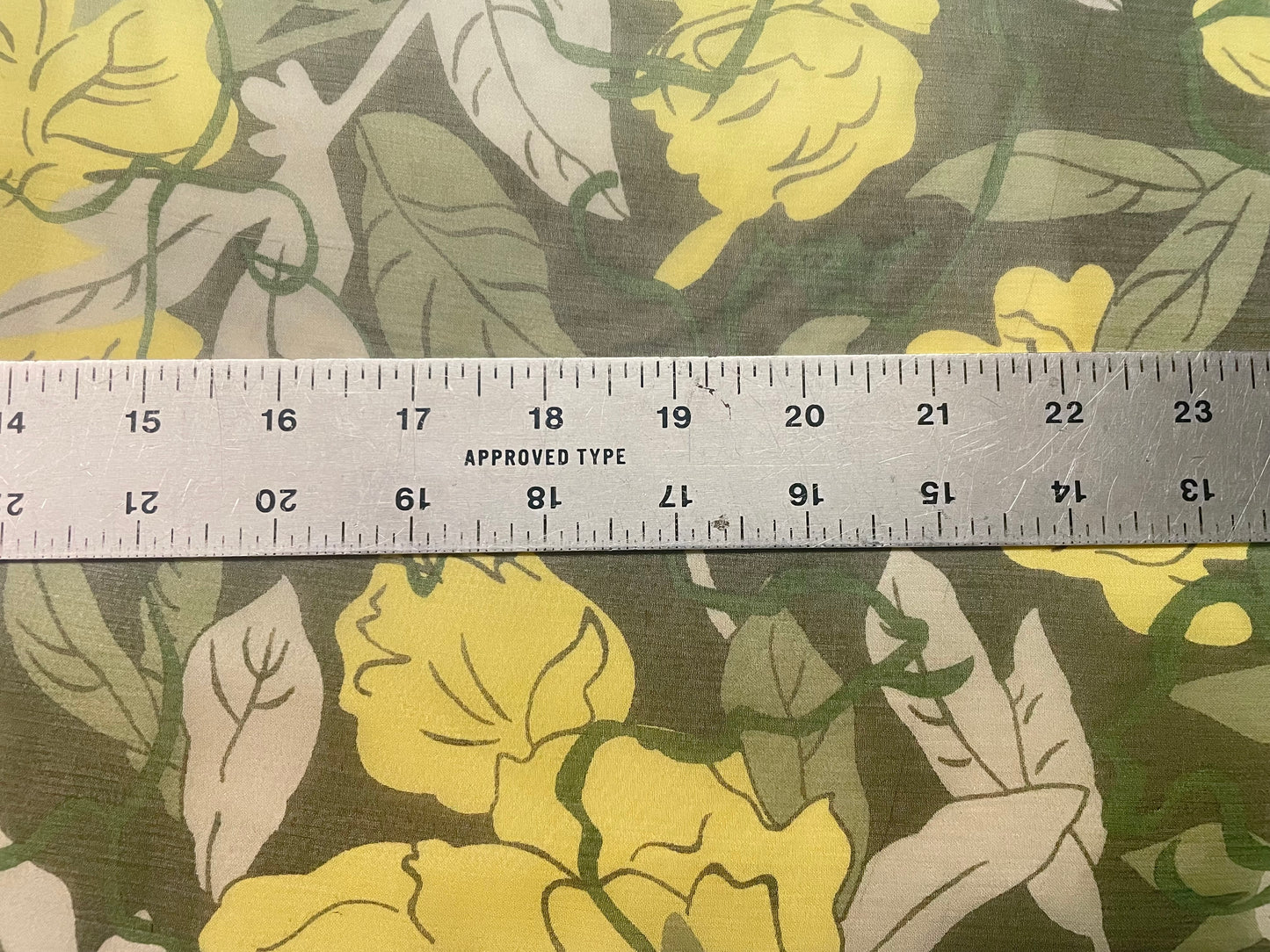 Floral Printed Crinkled Silk Chiffon - Green, Yellow & Grey