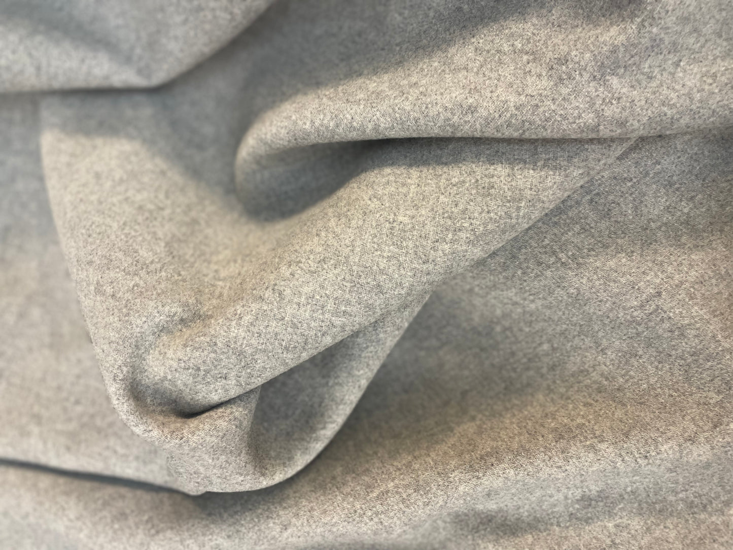 Italian Double Face Melton Wool - Heathered Medium & Light Gray