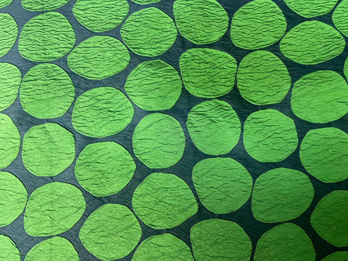Italian Circles Textured Patterned Rayon Crepe - Green & Navy