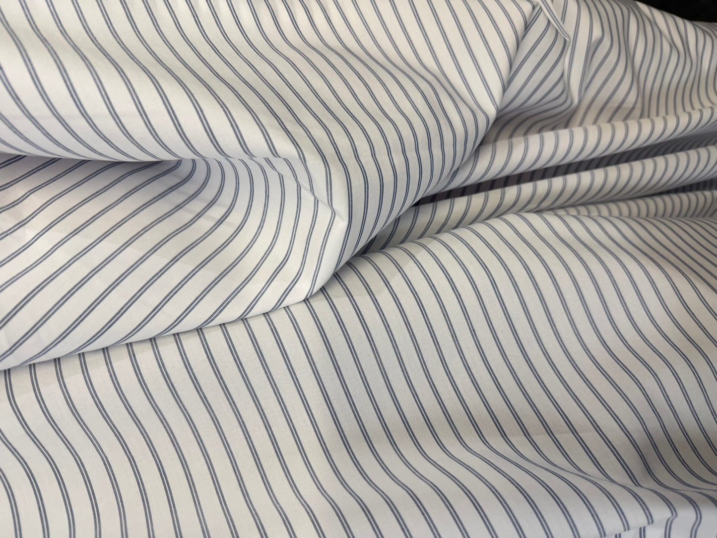 Stripe Cotton Shirting - White & Blue
