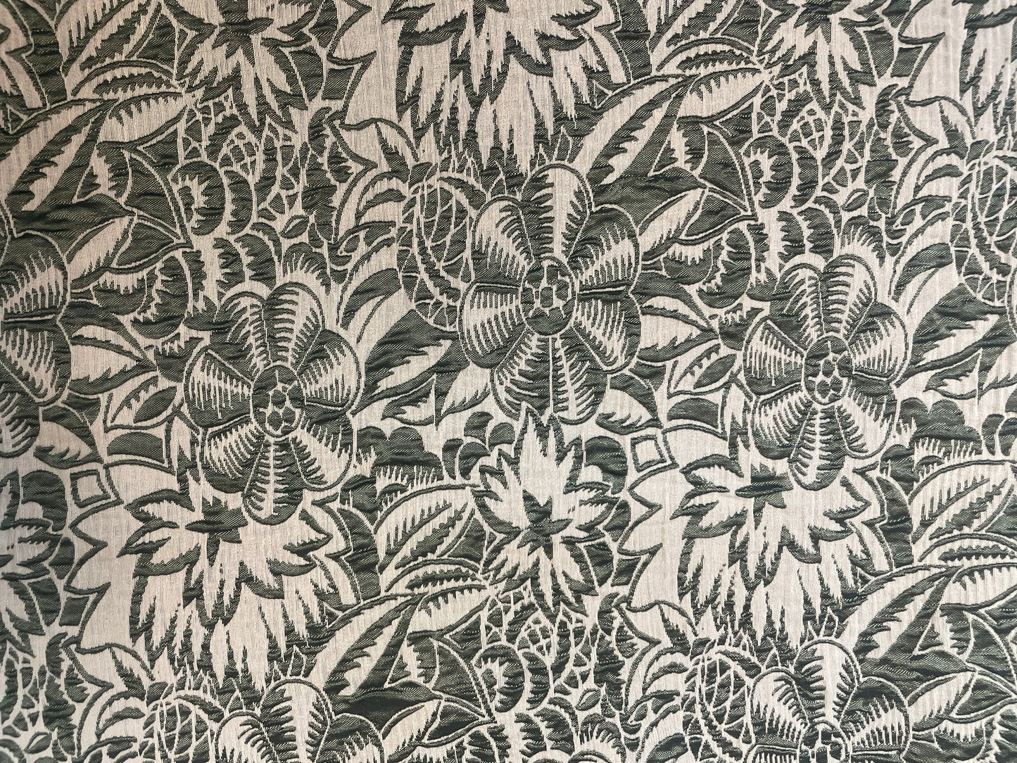 Viscose Jacquard Floral Print - Green & White