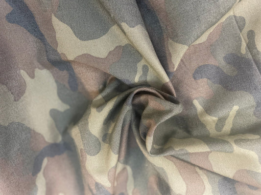 Stretch Cotton Twill Print - Faded Camouflage