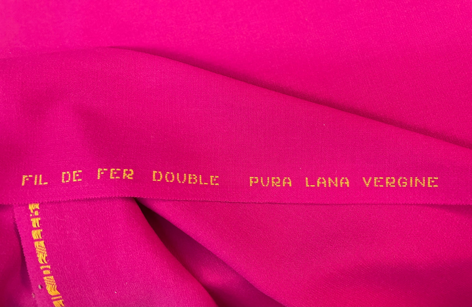 Italian Hi-Vis Pink Double Face Stretch Super 150 Virgin Wool Twill Suiting  - Double Face - Wool - Fashion Fabrics