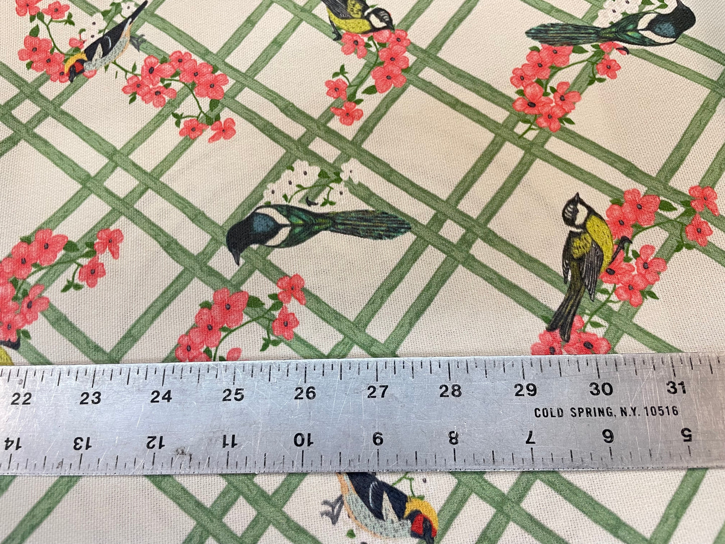 Cotton Canvas - Floral Bird Plaid