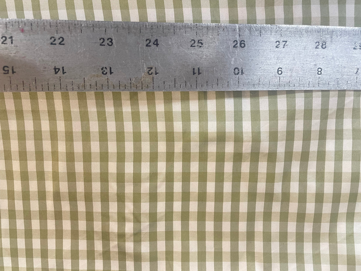 Gingham Printed Silk Taffeta - Light Green & White