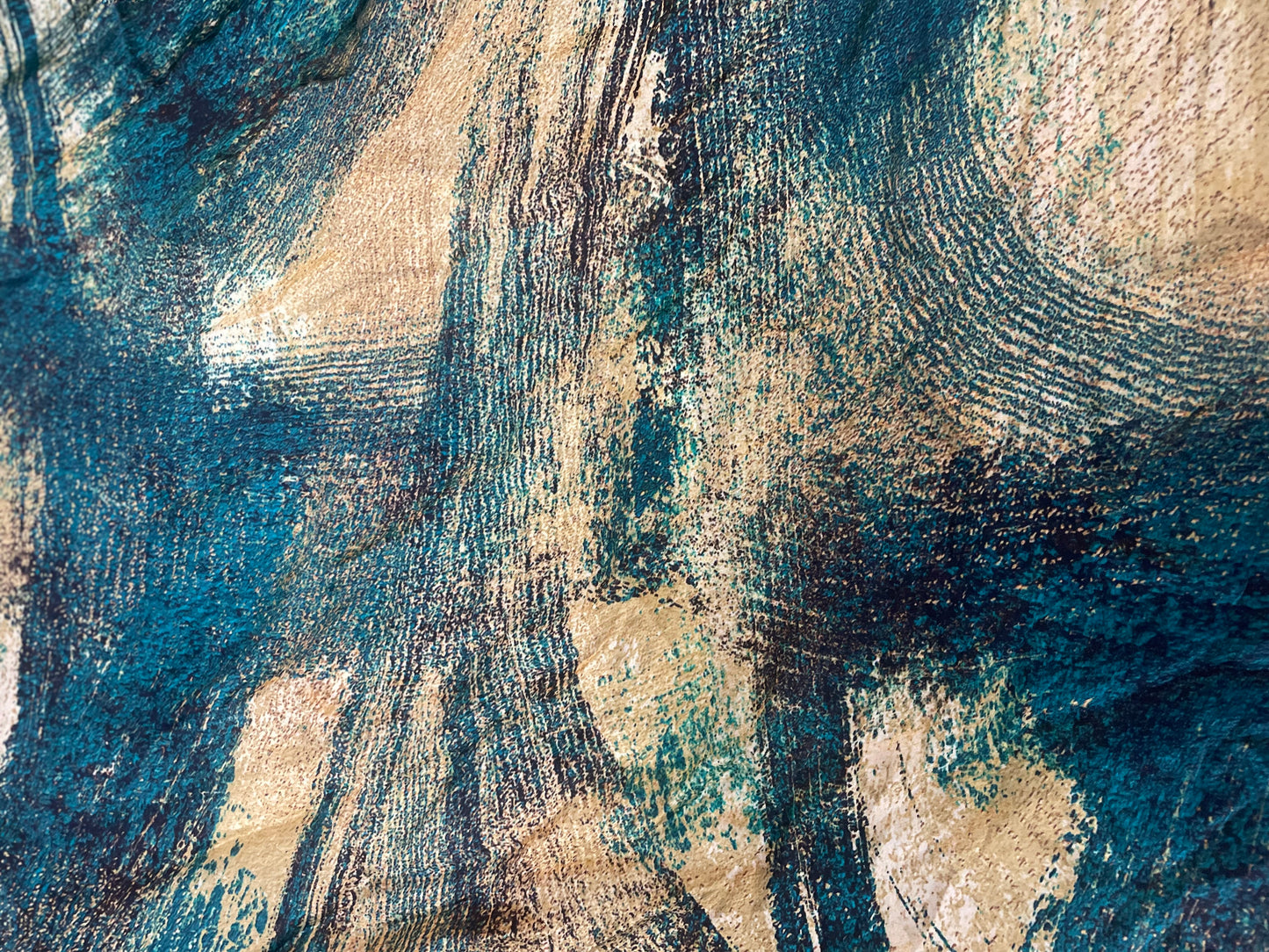 Digital Printed Rayon Charmeuse - Gold & Emerald Green