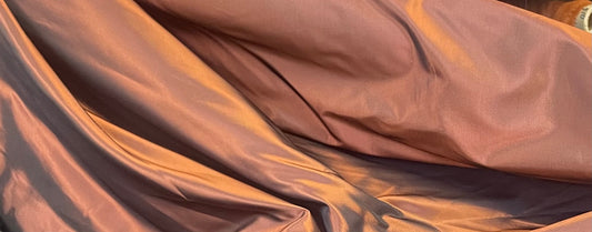 Iridescent Twill Silk Taffeta Wide - Copper & Navy Blue