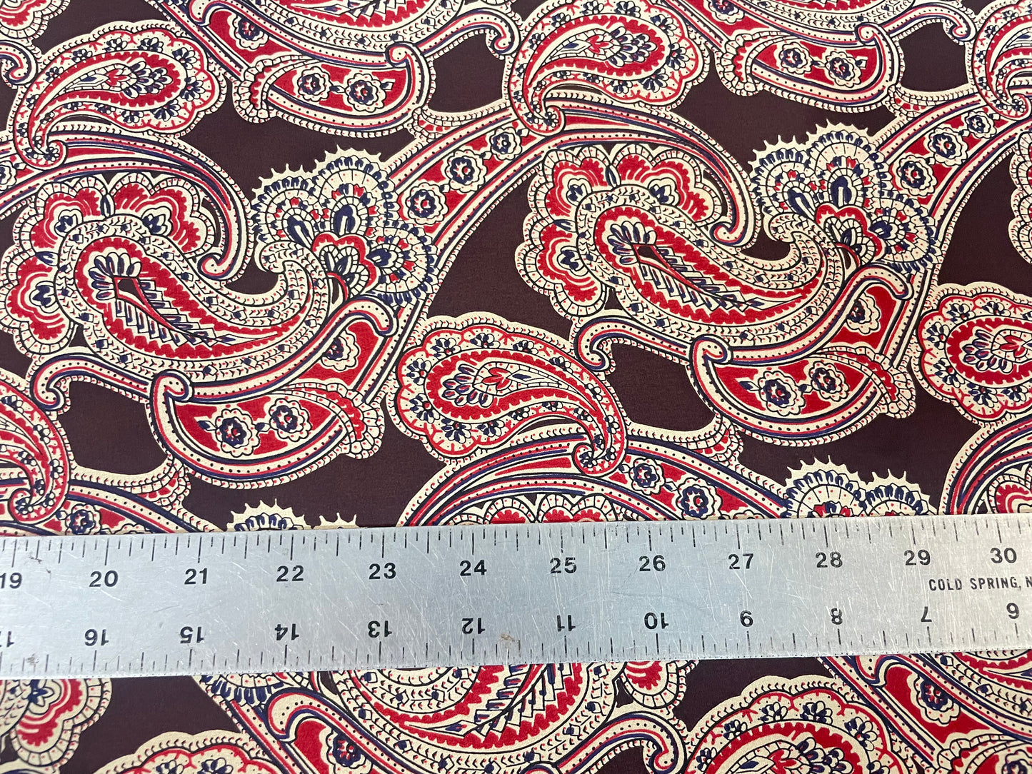 Printed Silk Crepe De Chine - Paisley - Brown, Red & Beige