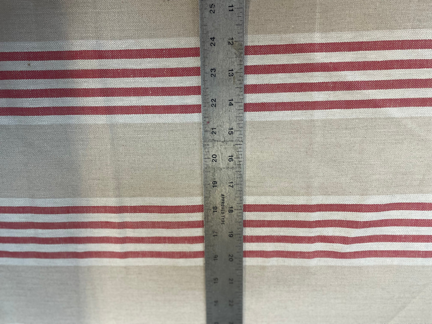 Herringbone Stripe Linen - Red, White & Beige