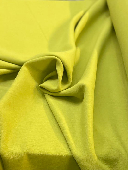 Italian Designer Double Face Virgin Wool Crepe - Chartreuse Green
